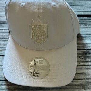 New Era White Cap with USA Embroidered Crest